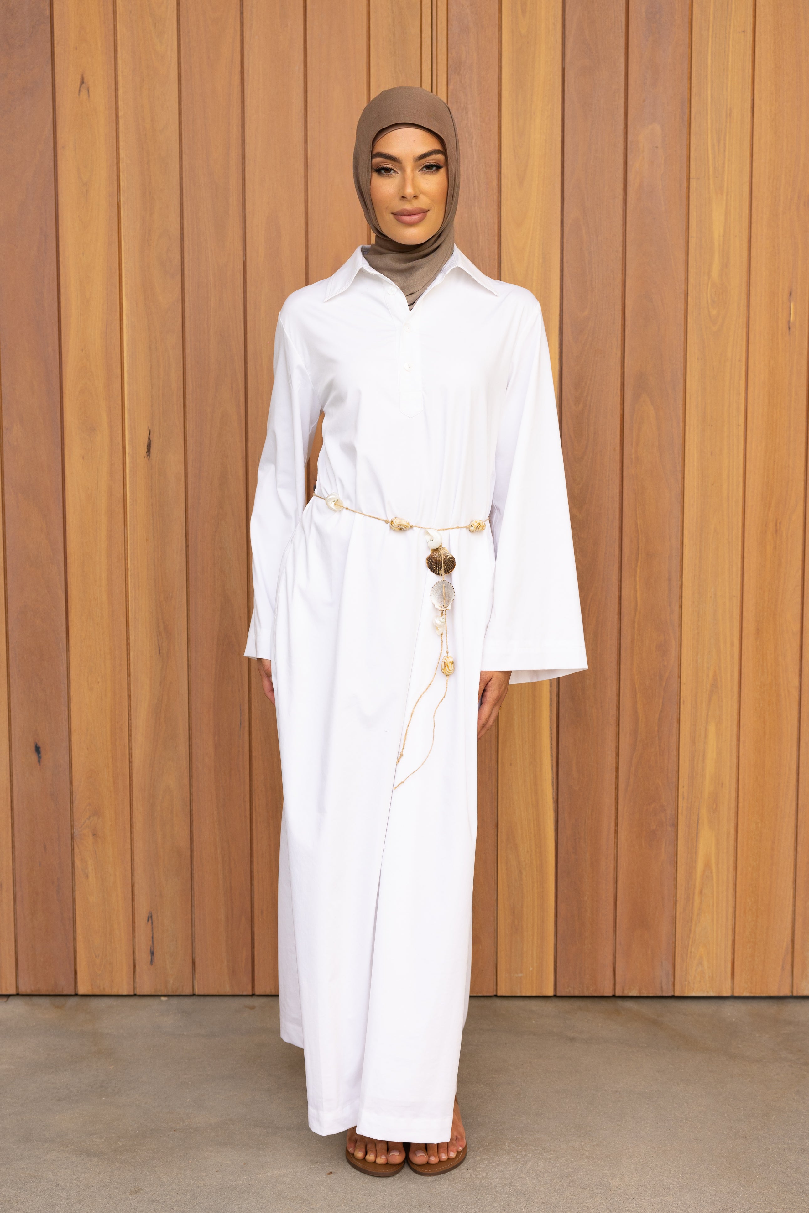 Nadira Shirt Kaftan - White