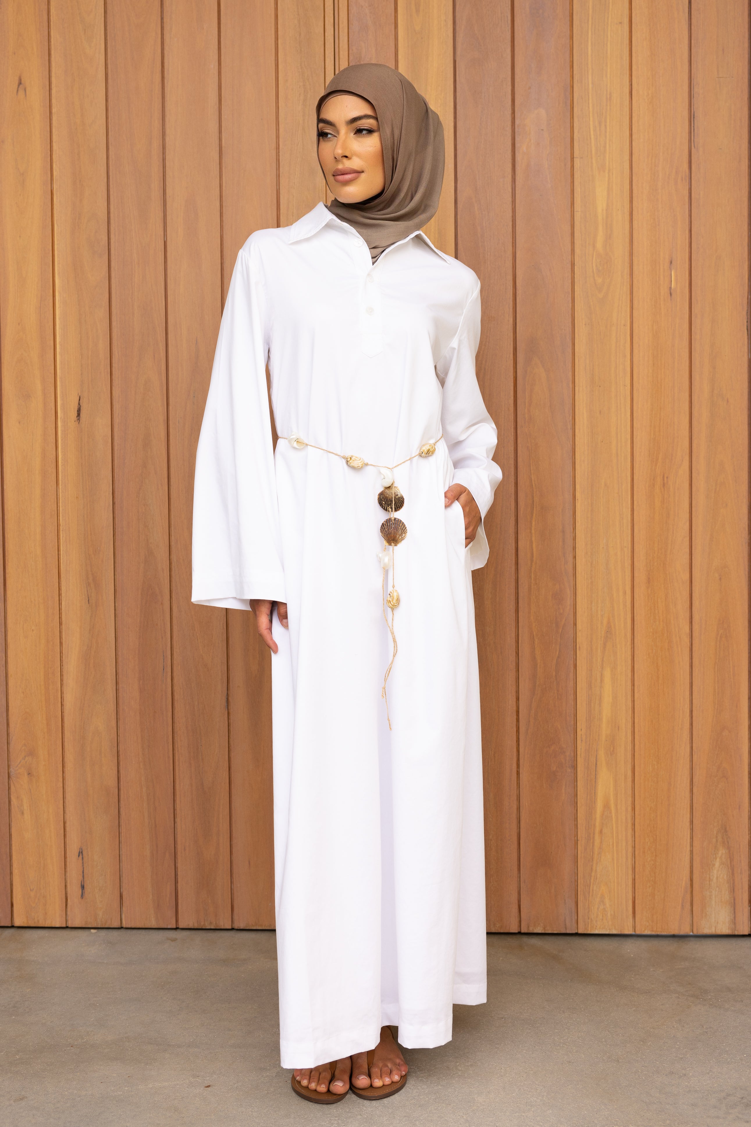 Nadira Shirt Kaftan - White