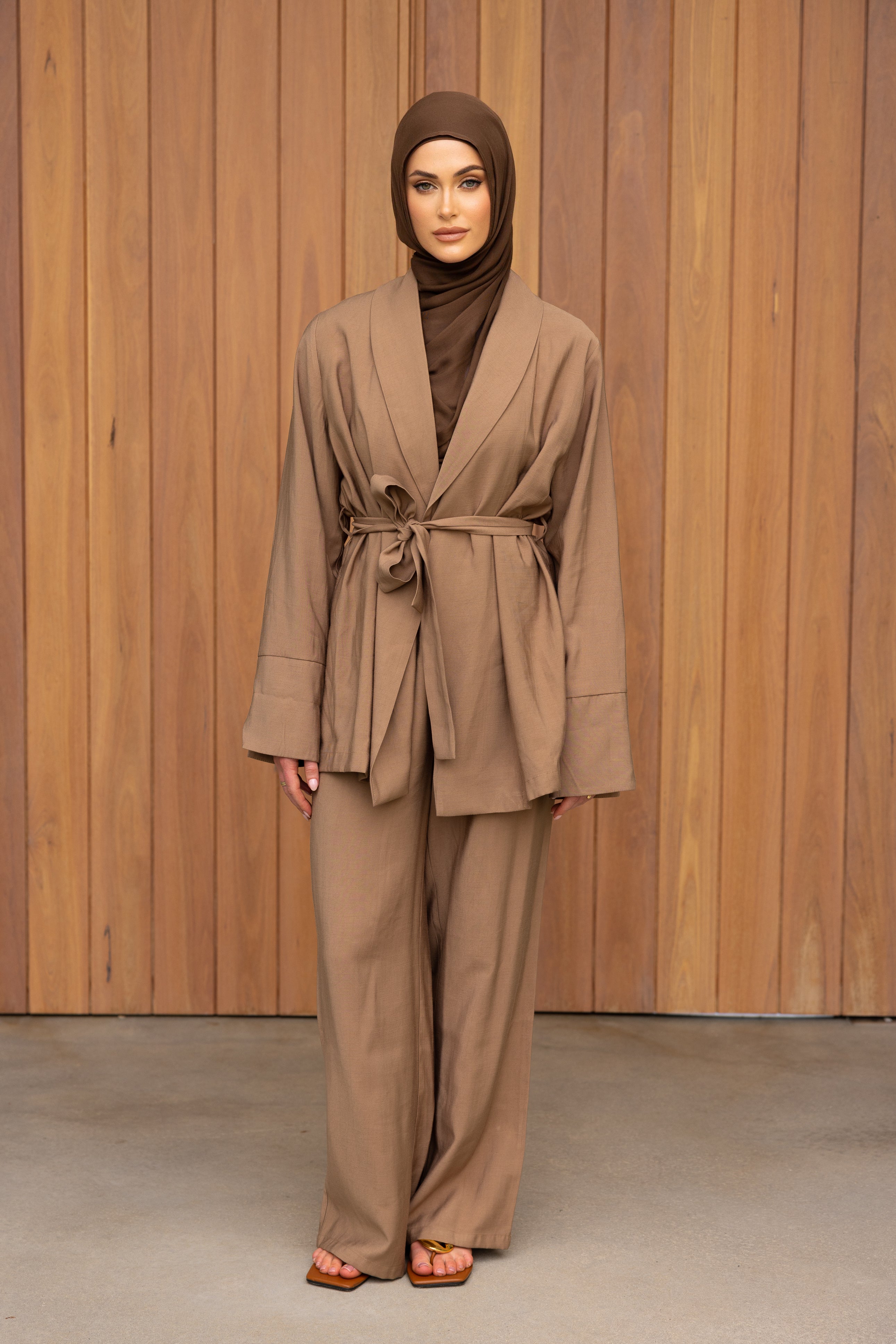 Nadira Co Ord Linen Jacket - Brown