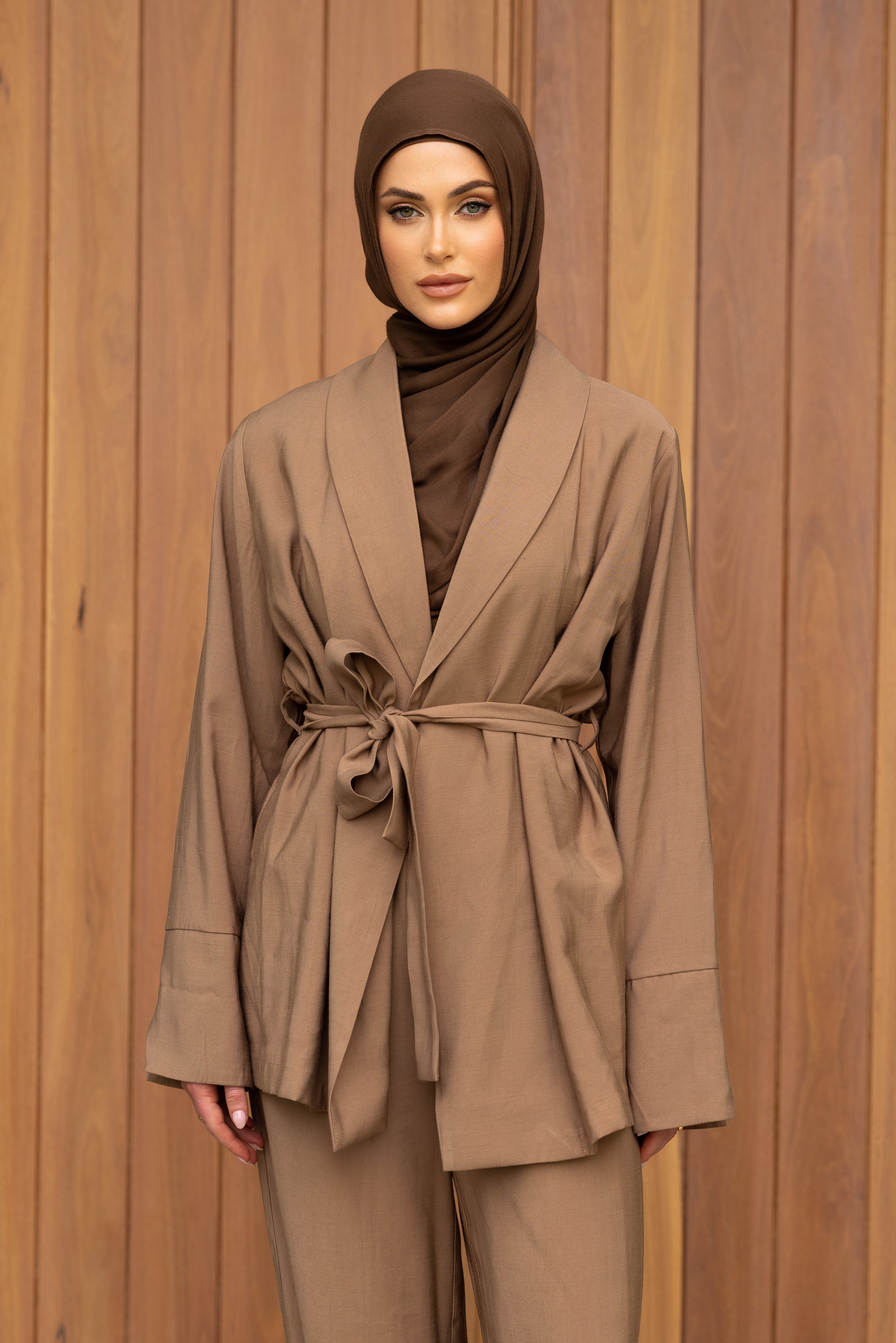 Nadira Co Ord Linen Jacket - Brown