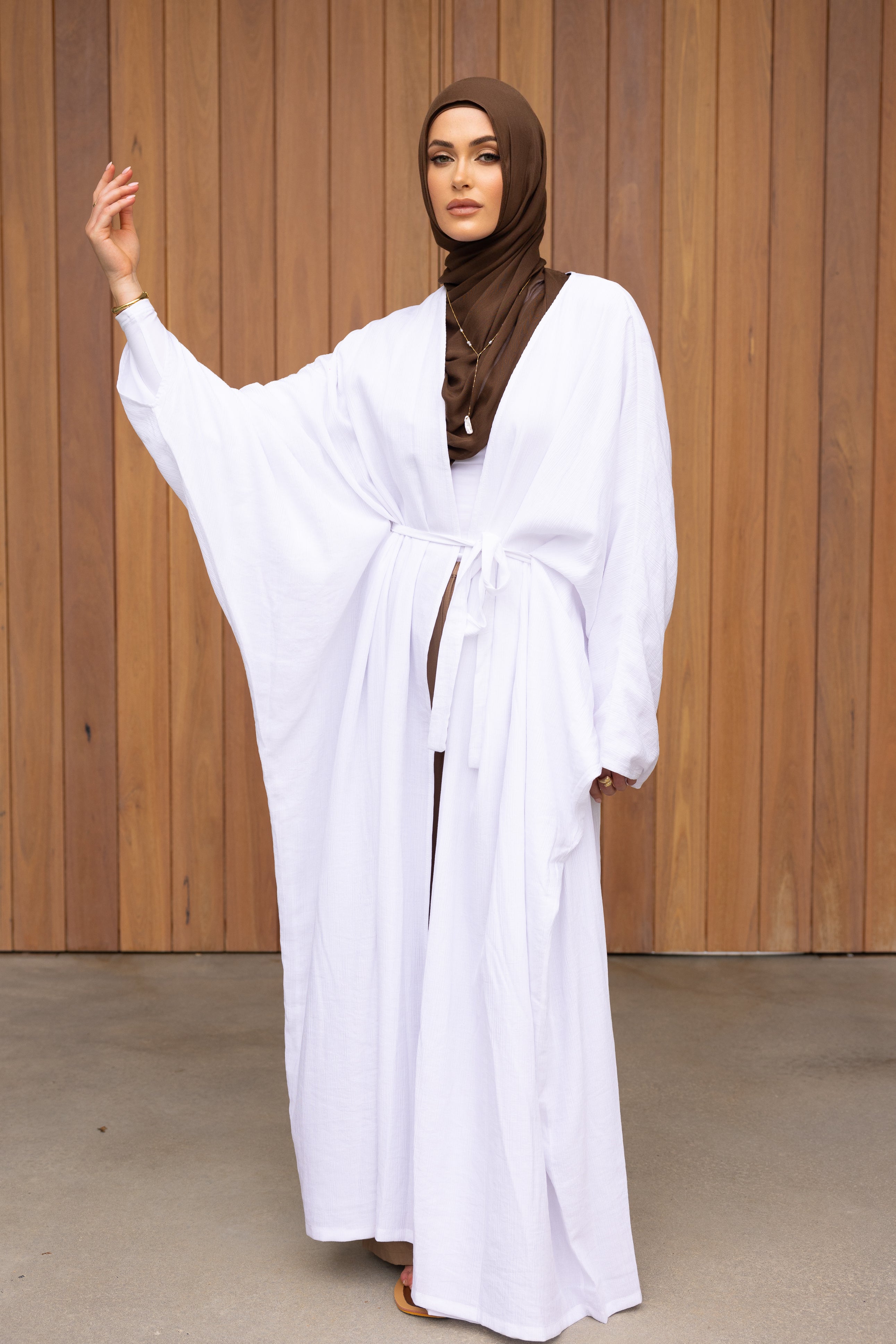 Nadira Batwing Kimono - White