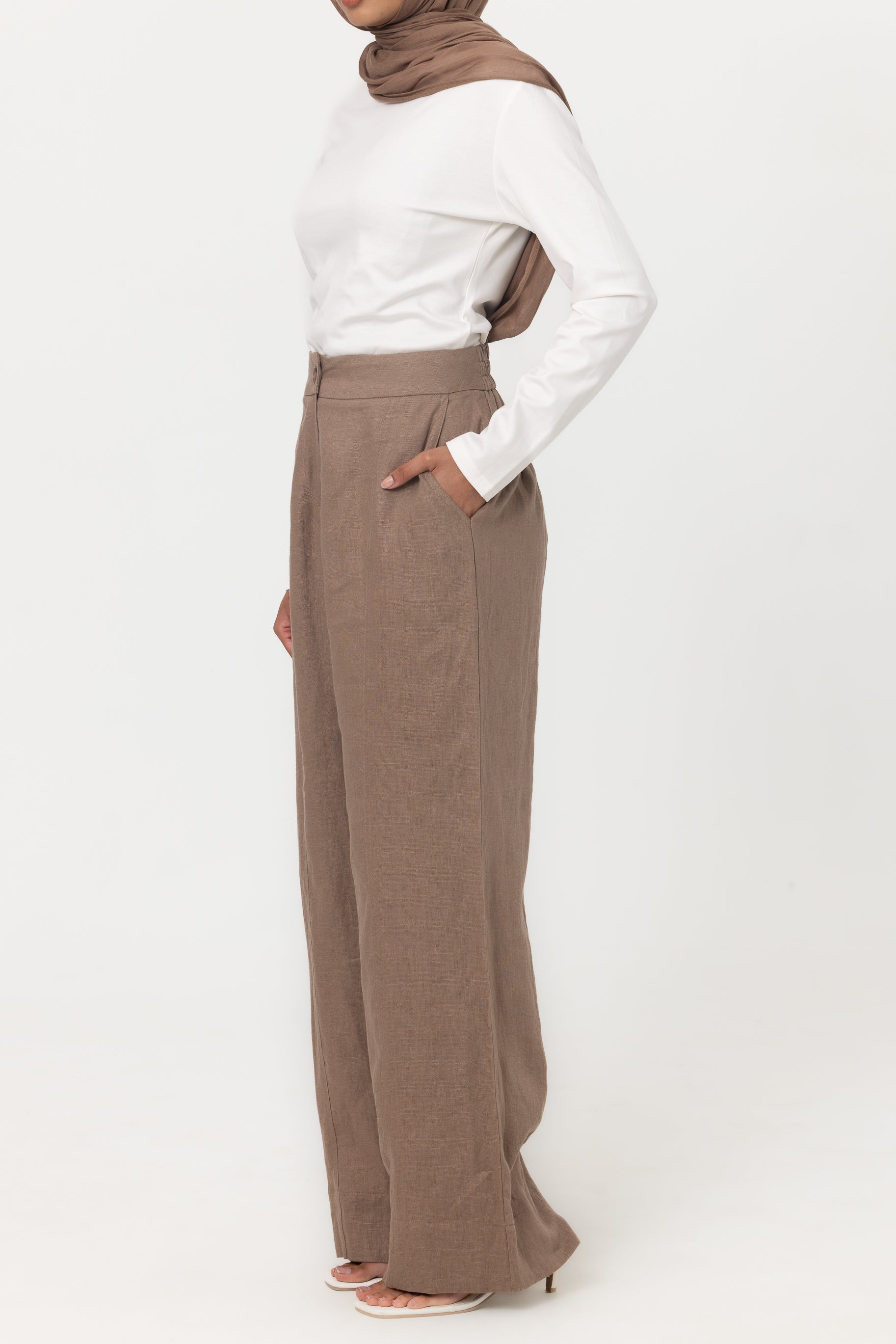 Anaya Wide Leg Pants - Mocha