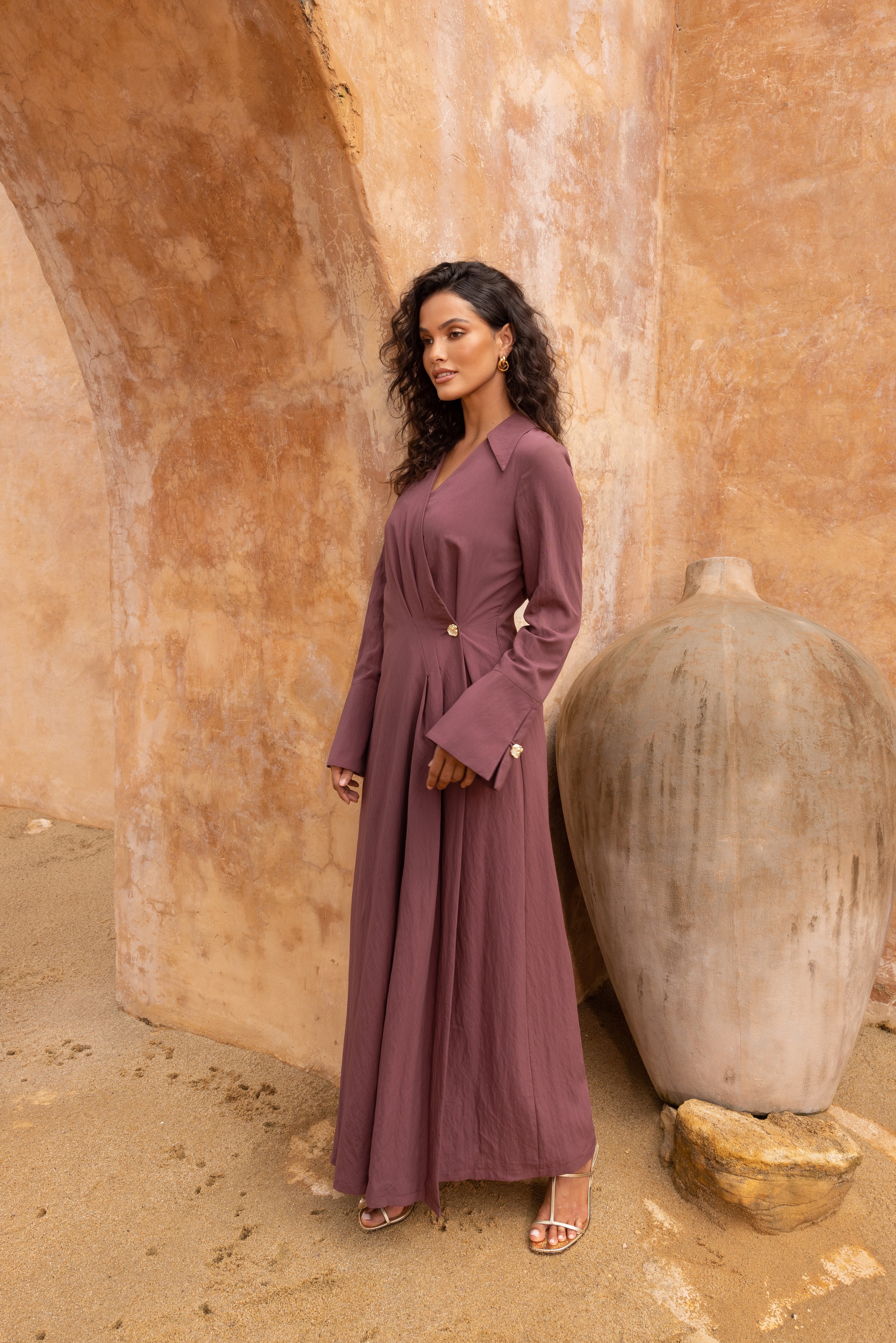 Dinara Wrap Dress - Deep Brown