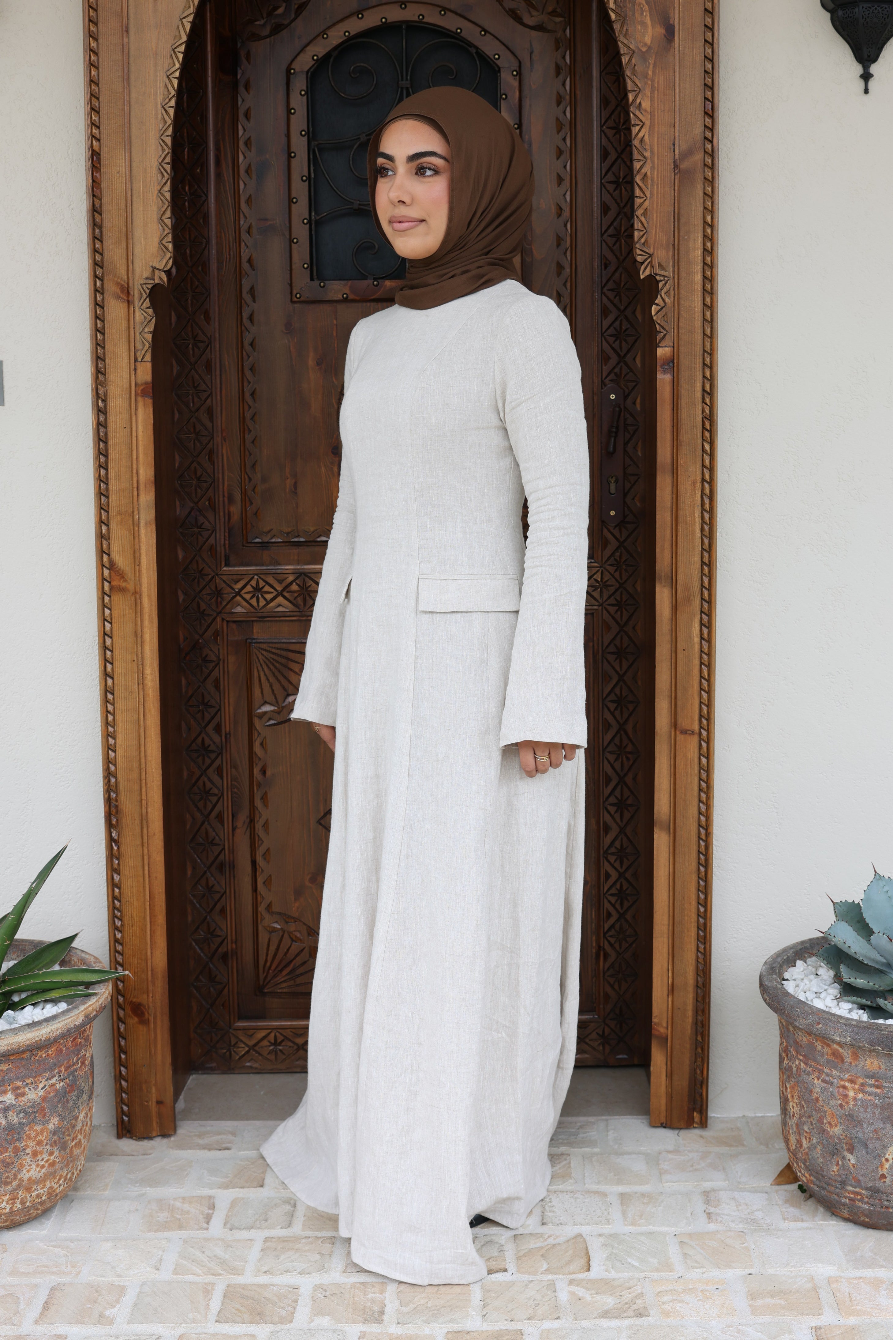 Nadira Linen Dress - Stone