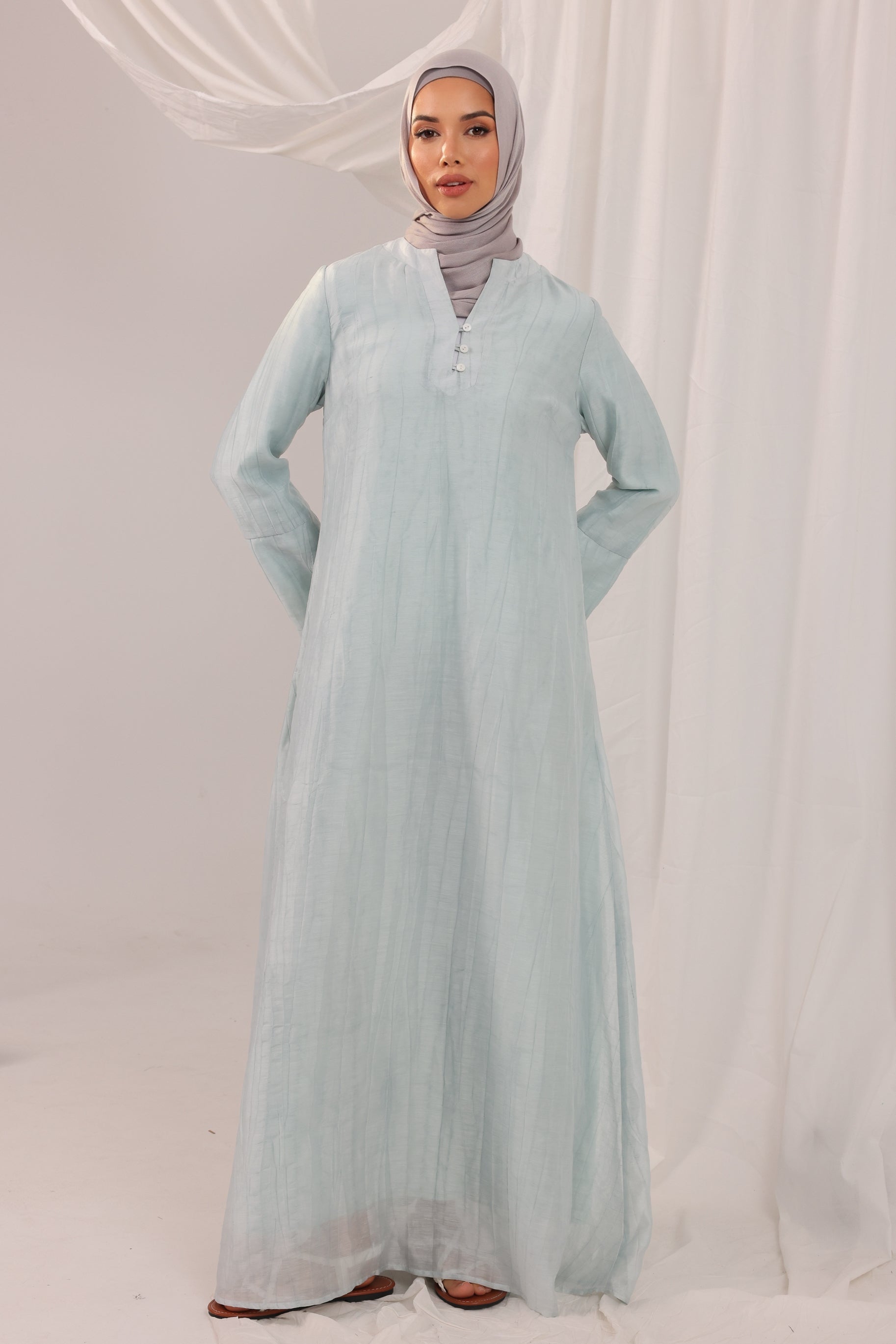 Azalea Kaftan Abaya - Ice Blue