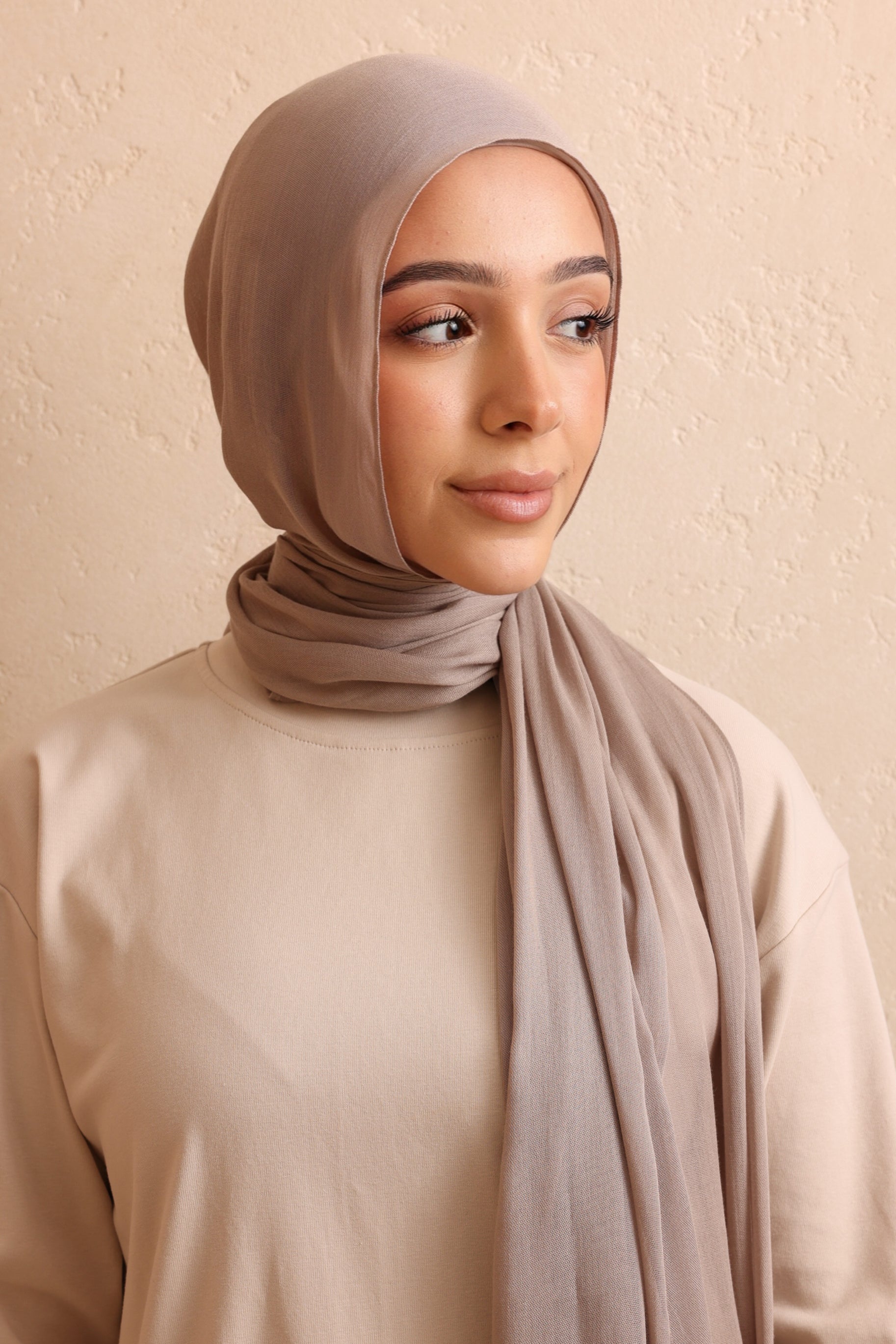 Single Stitched Modal Hijab - Stone