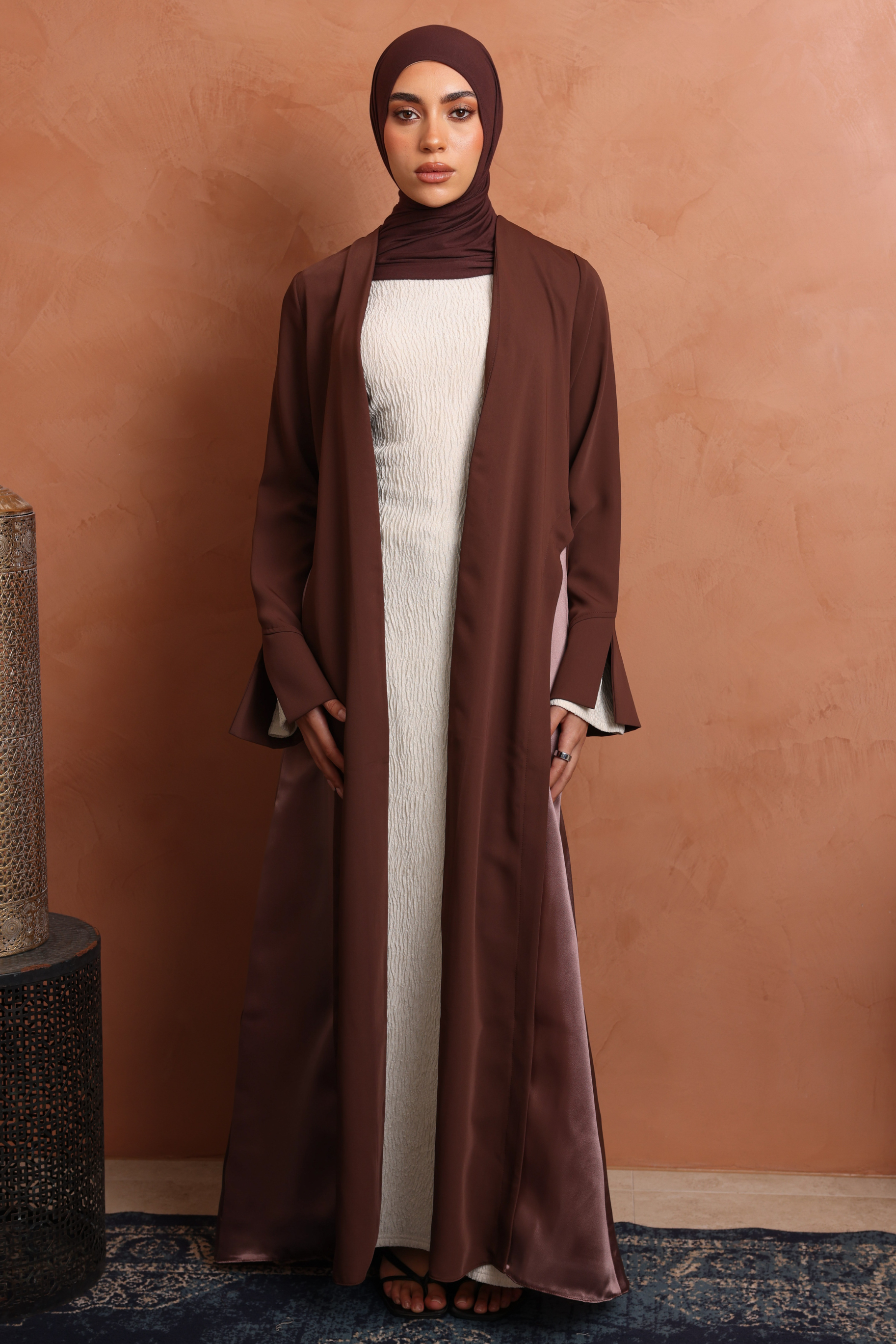 Lumina Open Abaya - Brown