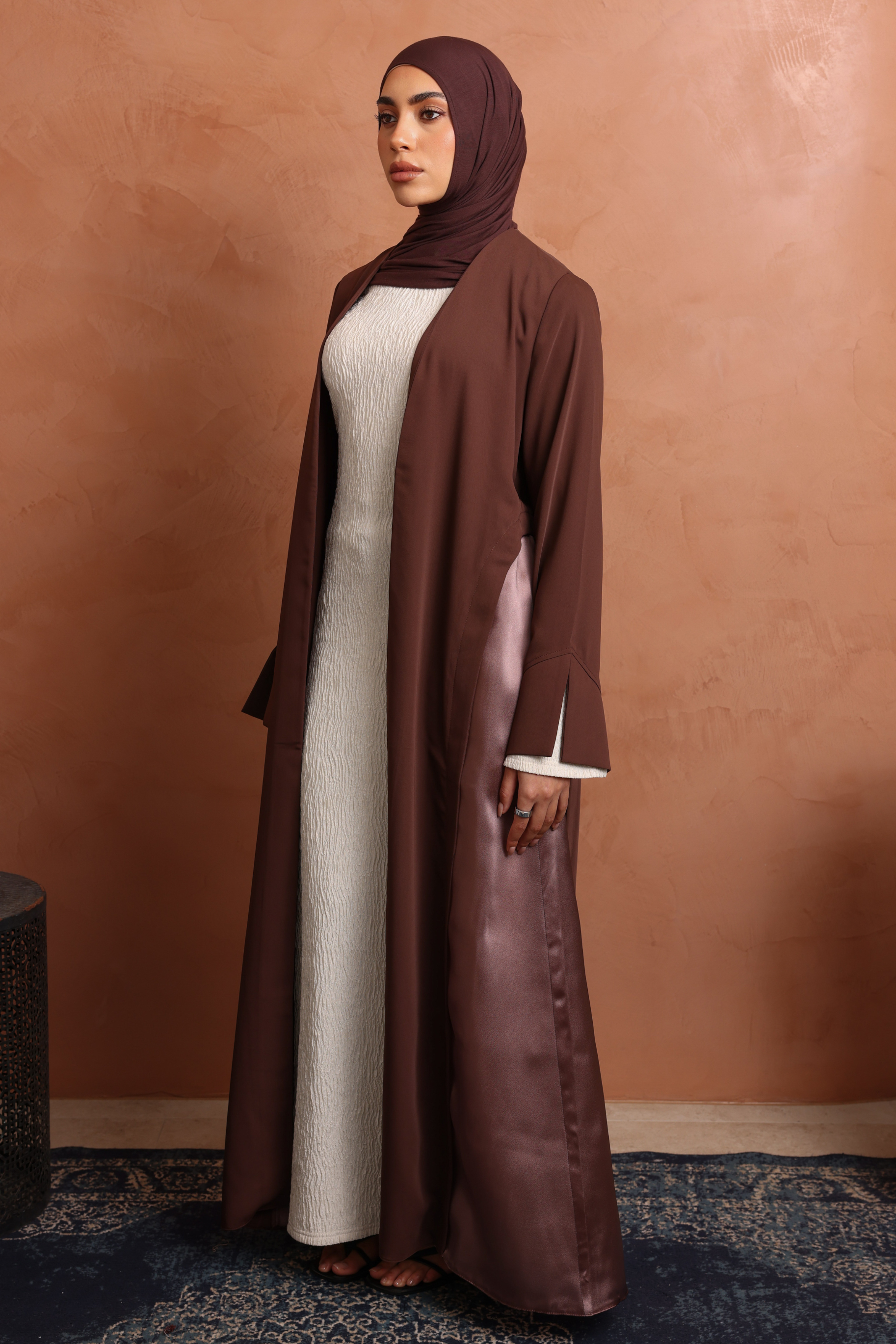 Lumina Open Abaya - Brown