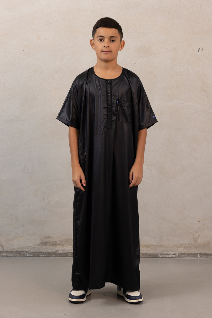 Youth Ikaf Short Sleeve Abaya - Black