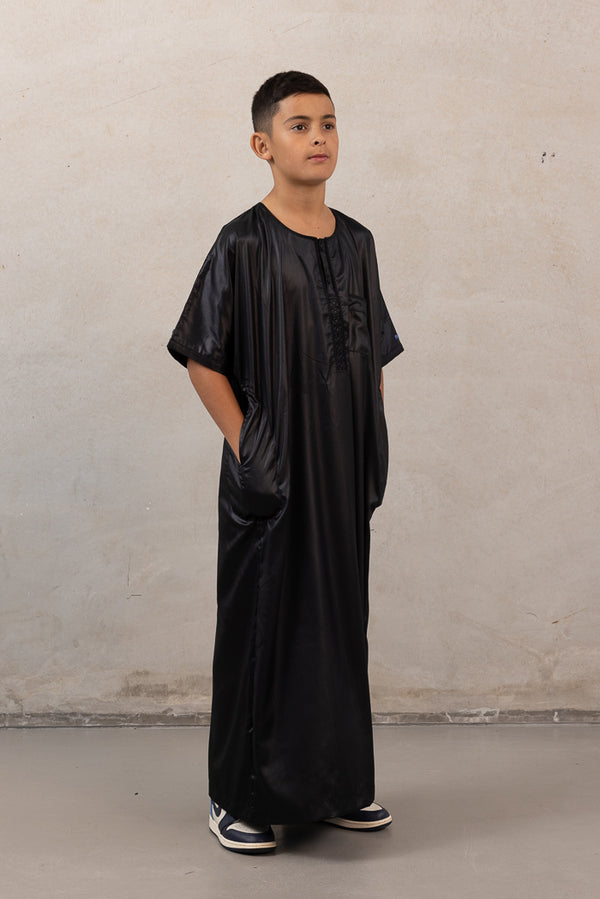 Youth Ikaf Short Sleeve Abaya - Black