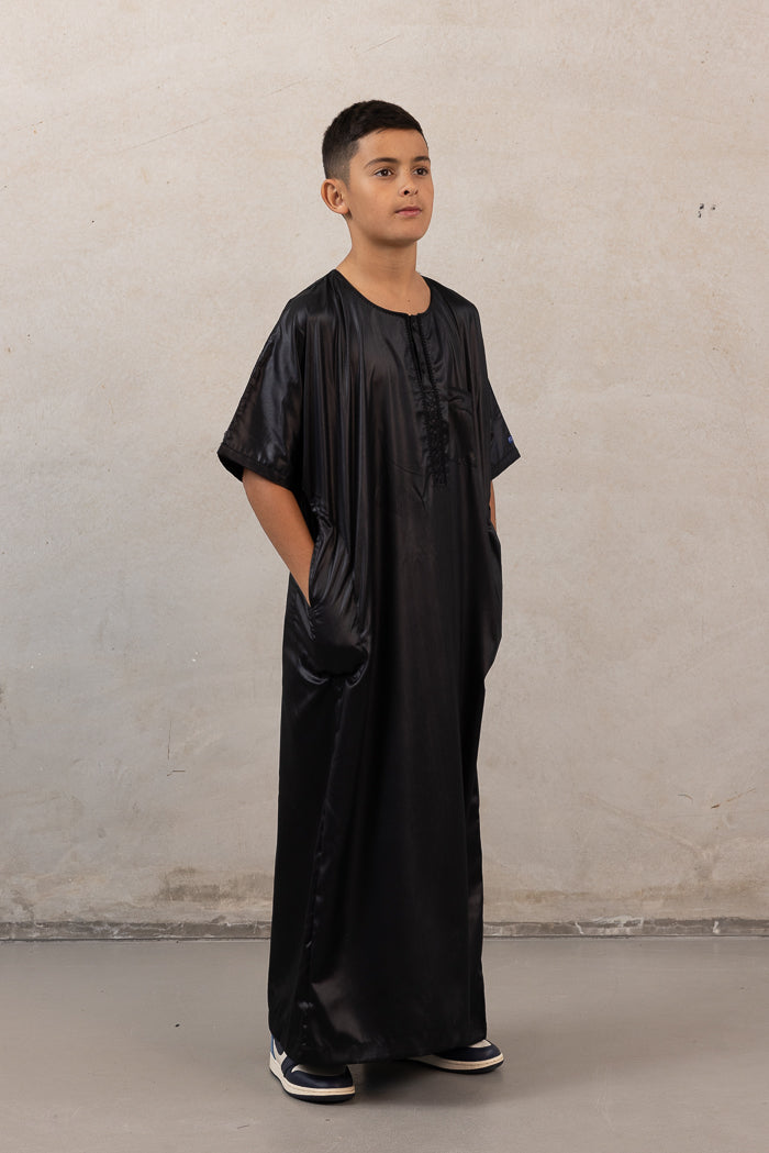 Youth Ikaf Short Sleeve Abaya - Black