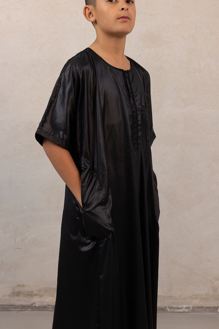 Youth Ikaf Short Sleeve Abaya - Black