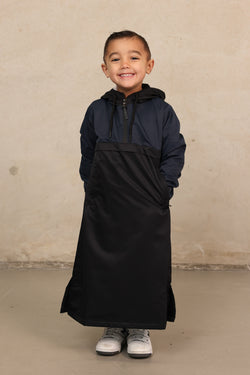 Boys Nour 2 Tone Thobe - Black & Navy