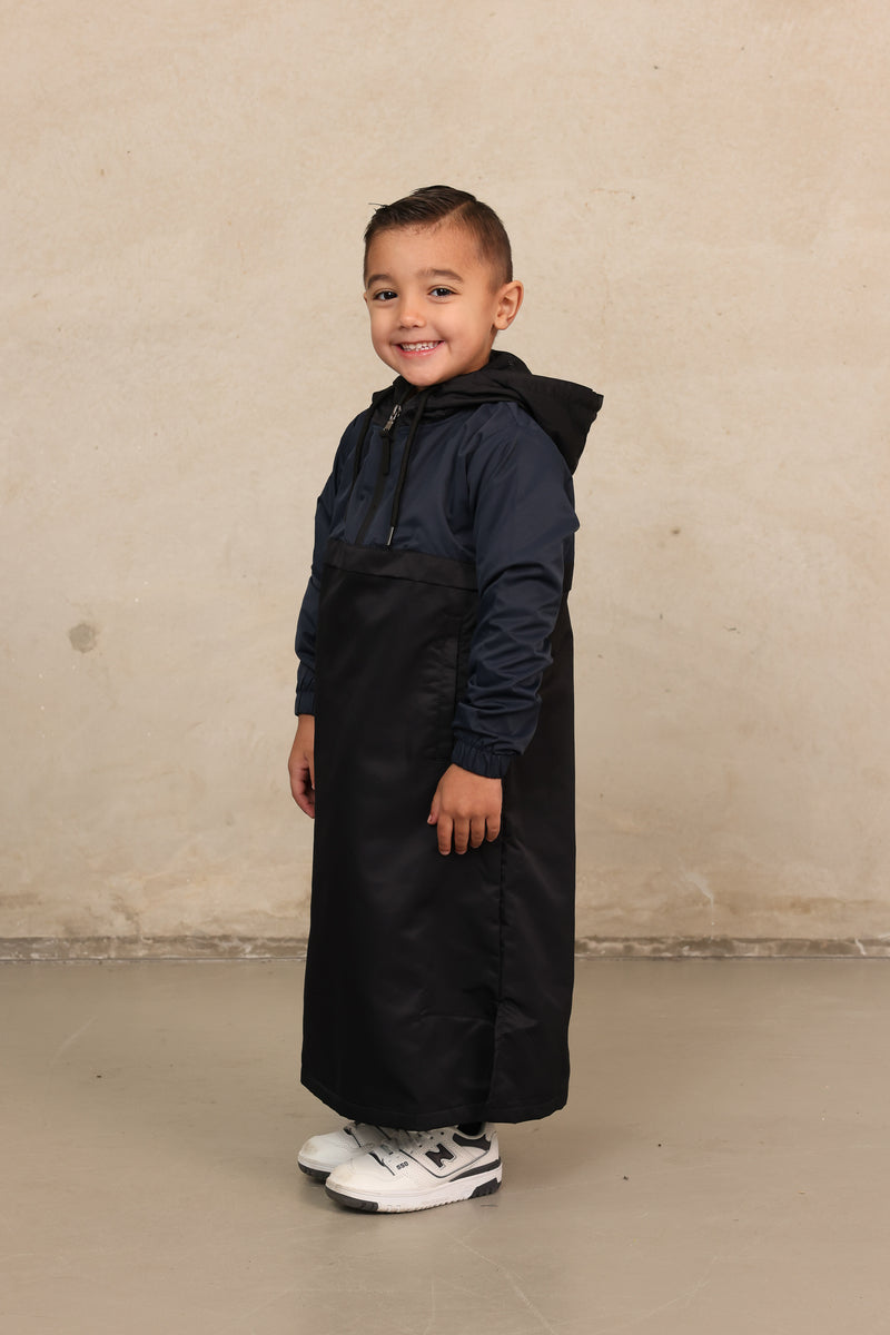 Boys Nour 2 Tone Thobe - Black & Navy