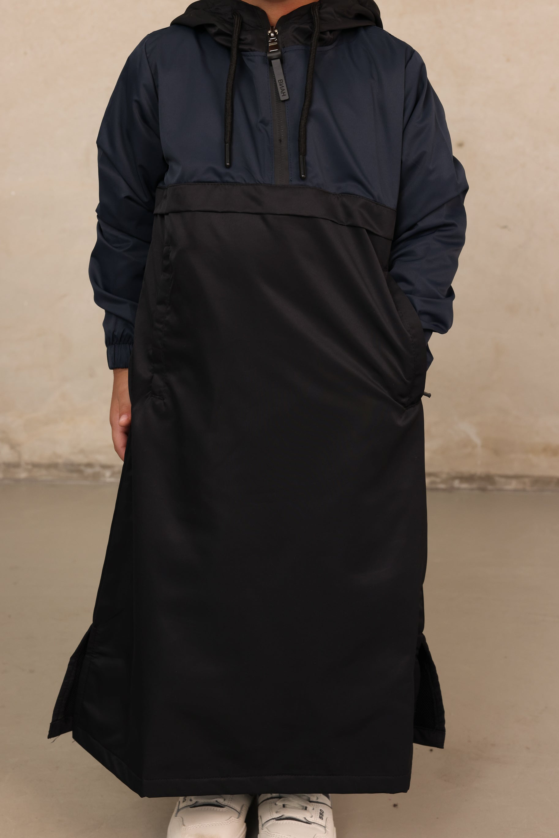 Boys Nour 2 Tone Thobe - Black & Navy