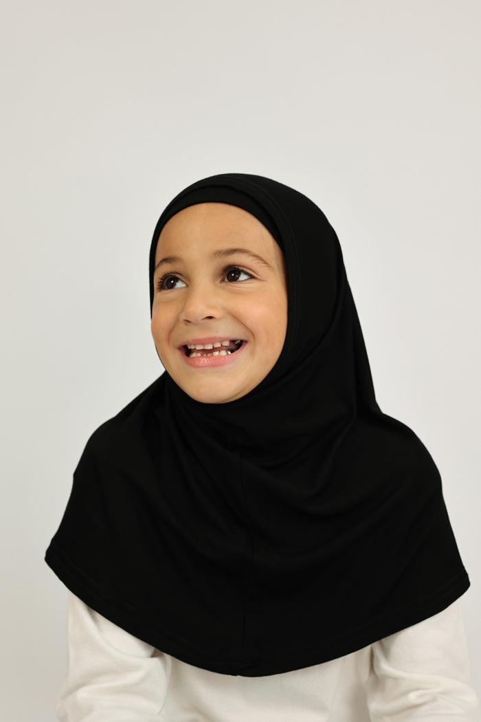 Girls 2pc Jersey Hijab - Black