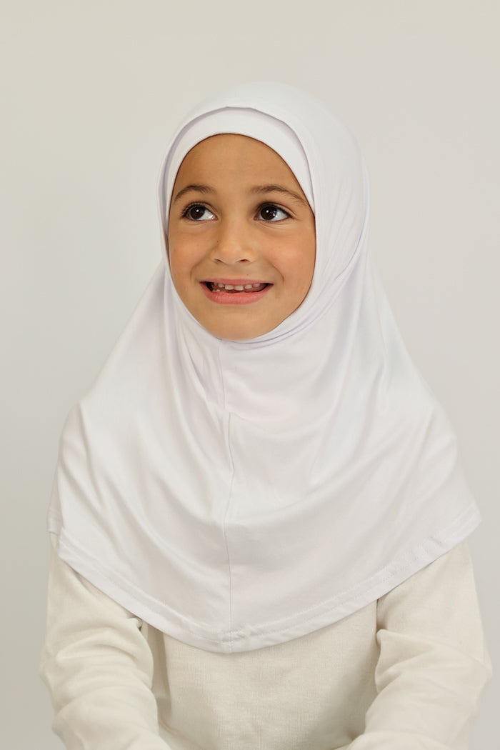 Girls 2pc Jersey Hijab - White