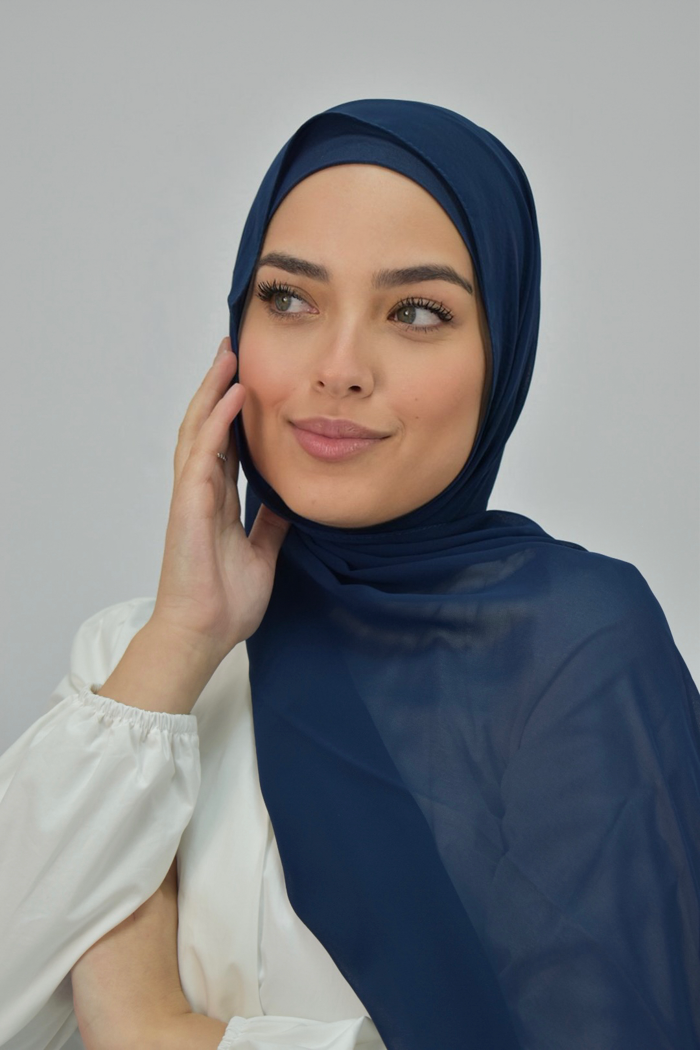 Chiffon Rectangle Hijab - 11 Navy