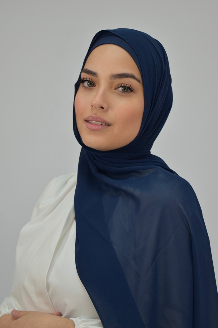 Chiffon Square Hijab - 11 Navy