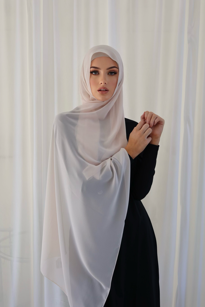 Chiffon Rectangle Hijab - 130 Stone