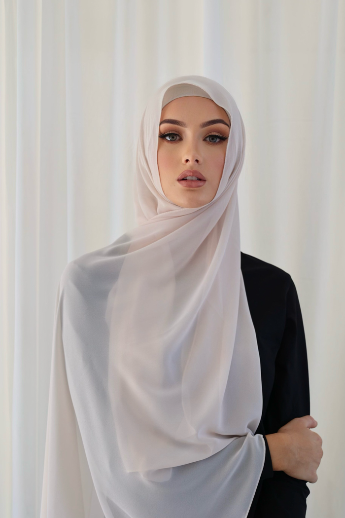 Chiffon Square Hijab - 130 Stone