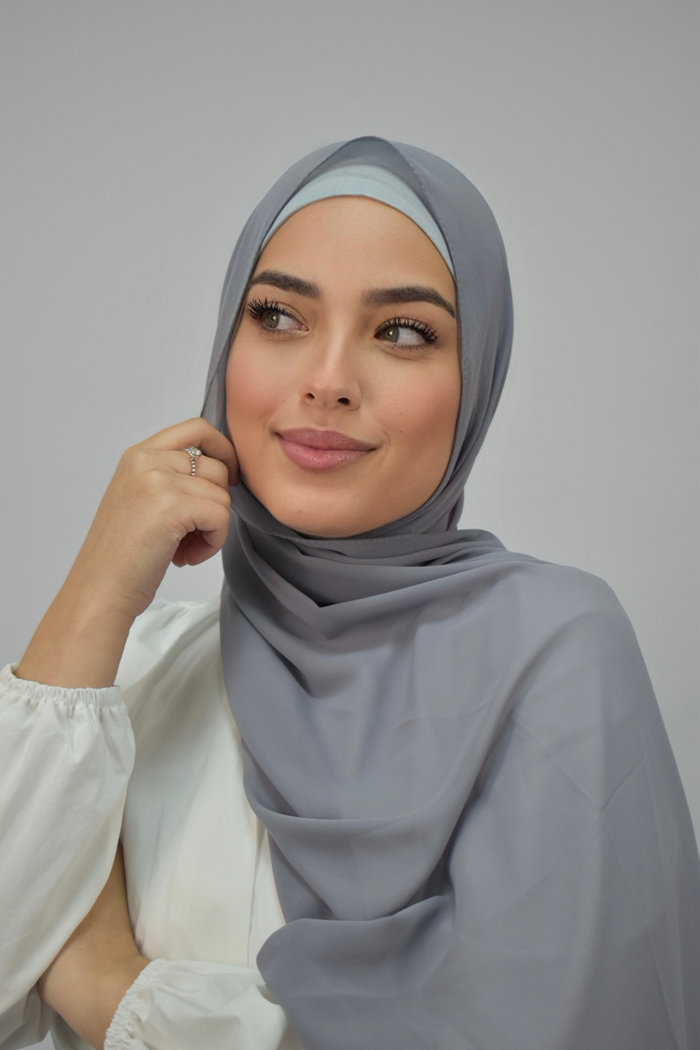 Chiffon Rectangle Hijab - 26 Grey