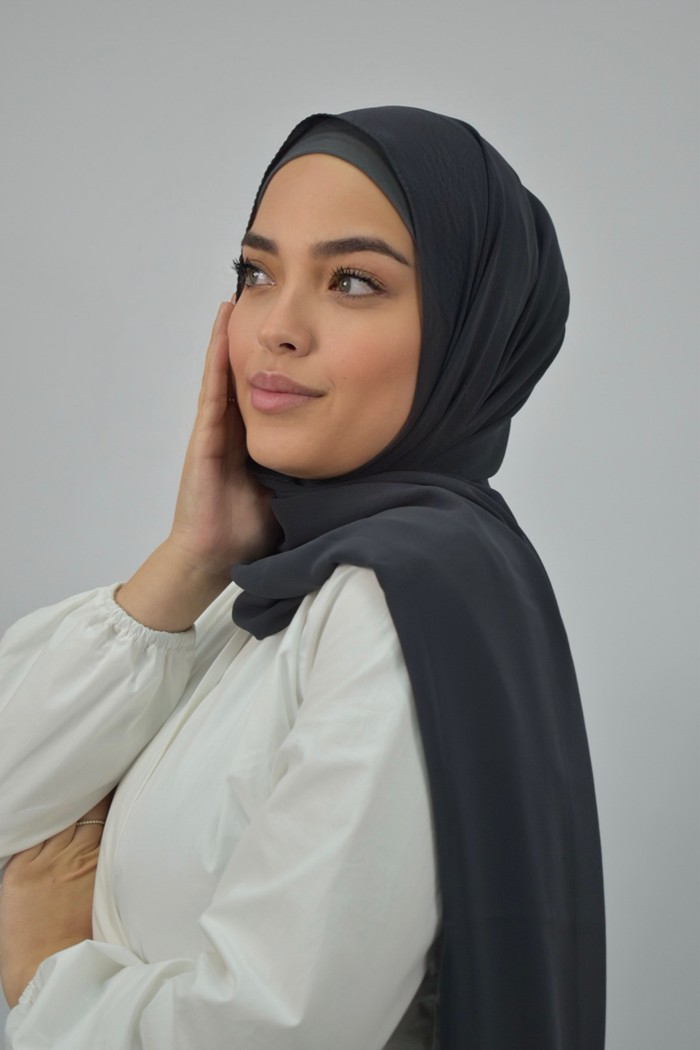 Chiffon Rectangle Hijab - 27 Charcoal