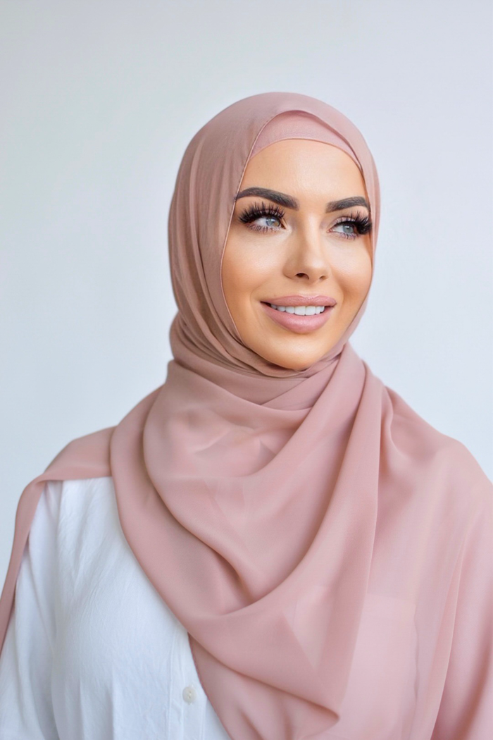 Chiffon Rectangle Hijab - 131 Dusty Pink