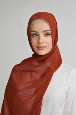 Chiffon Square Hijab - 165 Burnt Orange