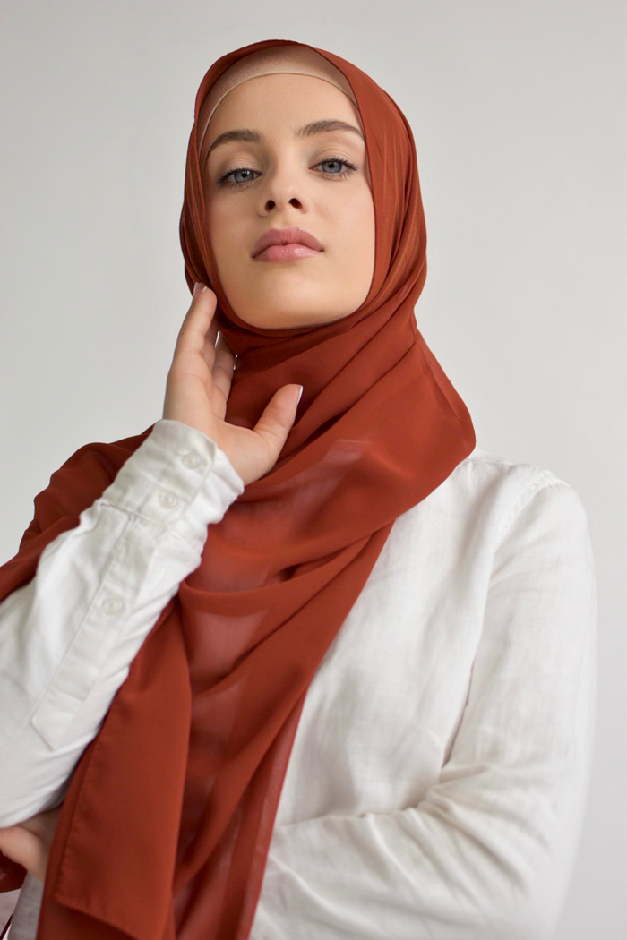 Chiffon Square Hijab - 165 Burnt Orange