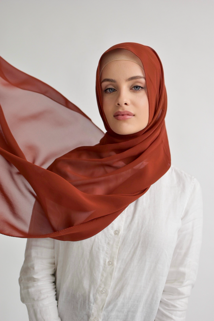 Chiffon Square Hijab - 165 Burnt Orange