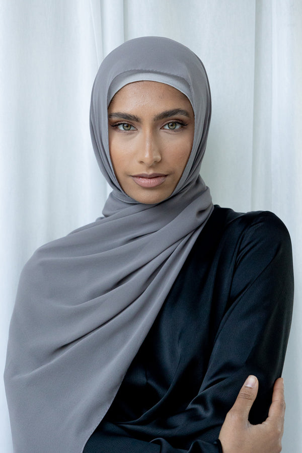 Chiffon Square Hijab - 172 Grey