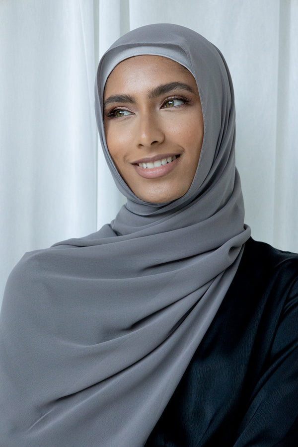 Chiffon Rectangle Hijab - 172 Grey