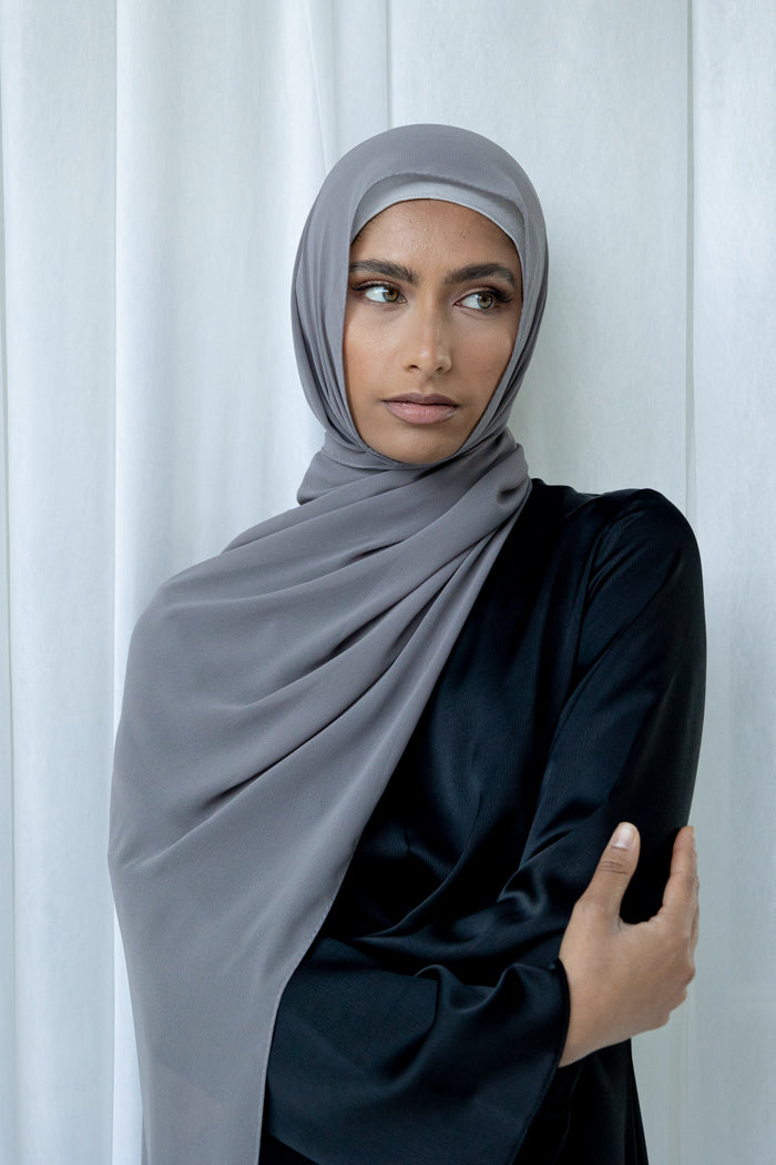Chiffon Rectangle Hijab - 172 Grey