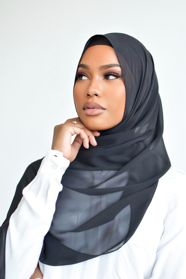 Chiffon Square Hijab - 1 Black