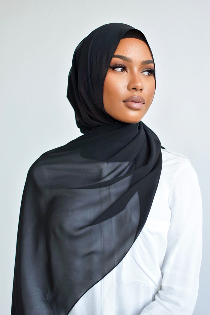 Chiffon Rectangle Hijab - 1 Black