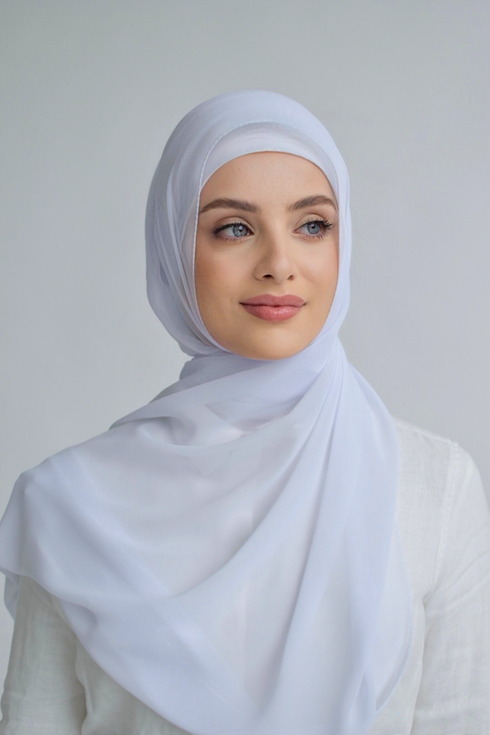 Chiffon Square Hijab - 20 White