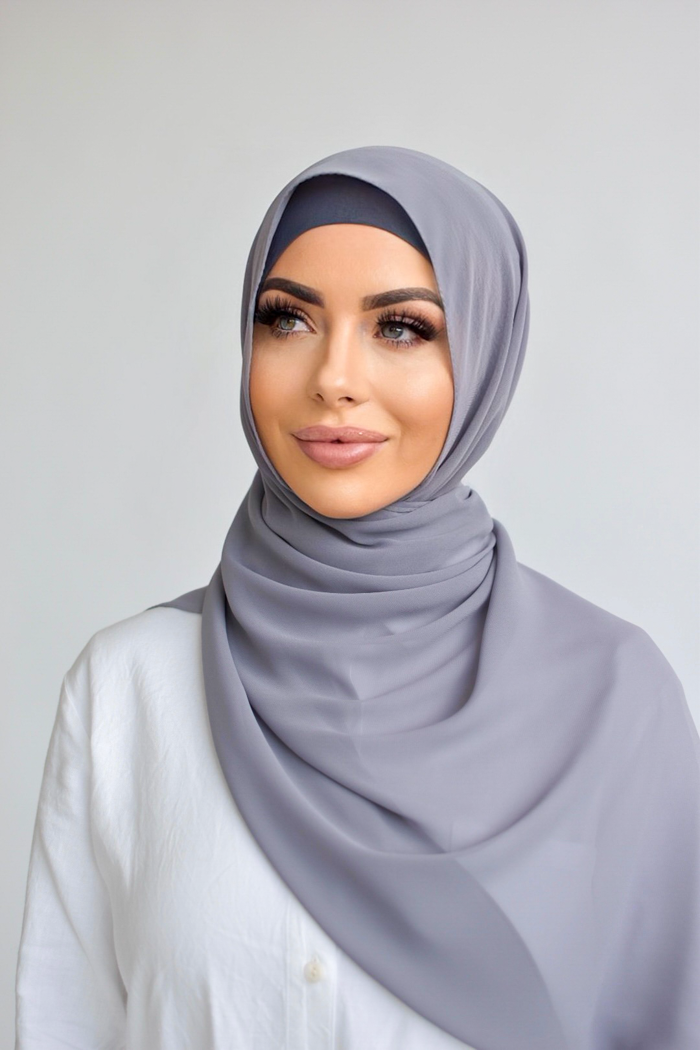Chiffon Square Hijab - 26 Grey