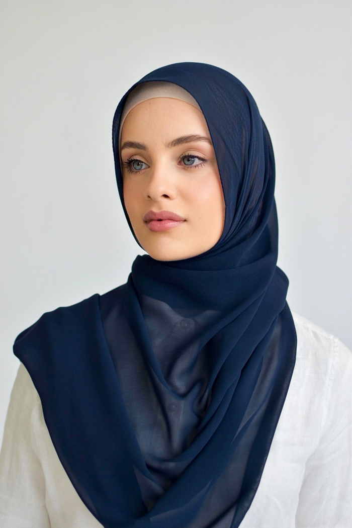 Chiffon Rectangle Hijab - 13 Navy