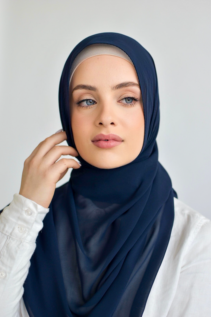 Chiffon Square Hijab - 13 Navy