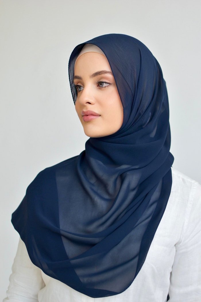 Chiffon Square Hijab - 13 Navy