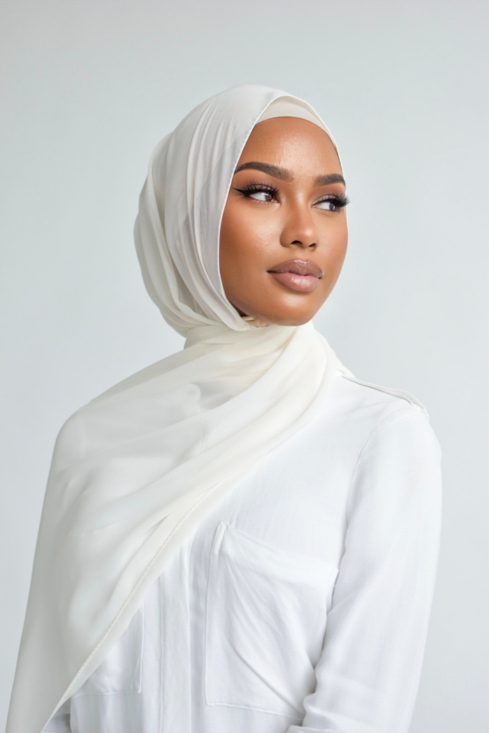 Chiffon Square Hijab - 22 Off White