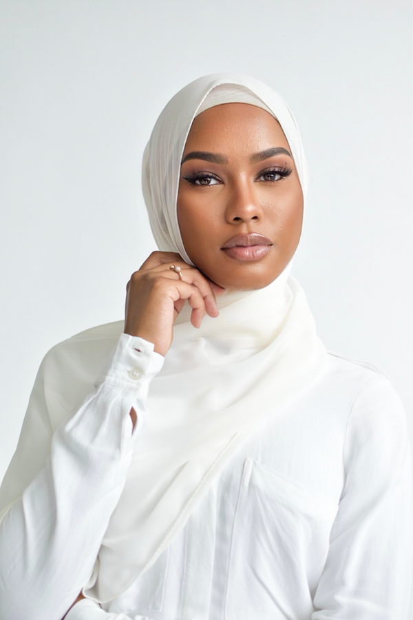 Chiffon Square Hijab - 22 Off White