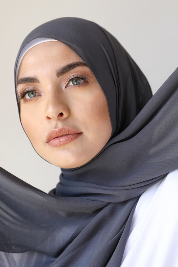 Chiffon Rectangle Hijab - 27 Charcoal