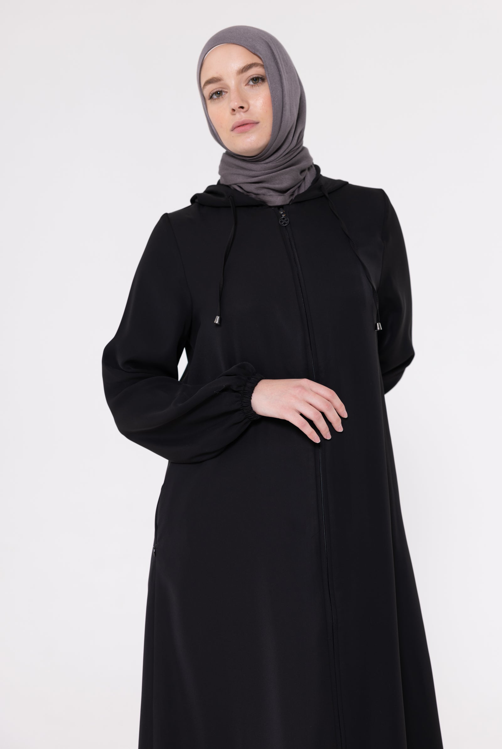 Ladies Hooded Abaya Black Boutique Nour Al Houda