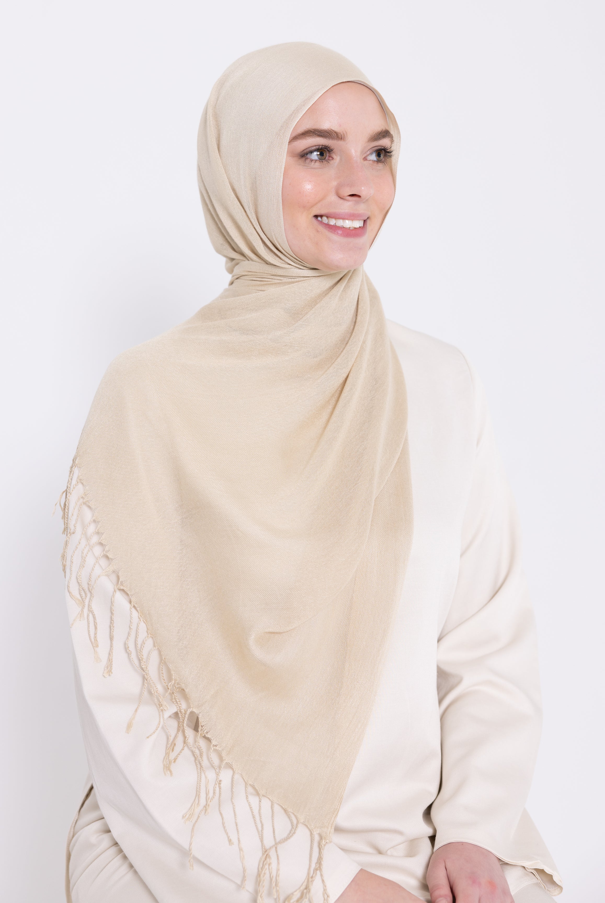 Viscose Tassel Hijab - 43 Beige