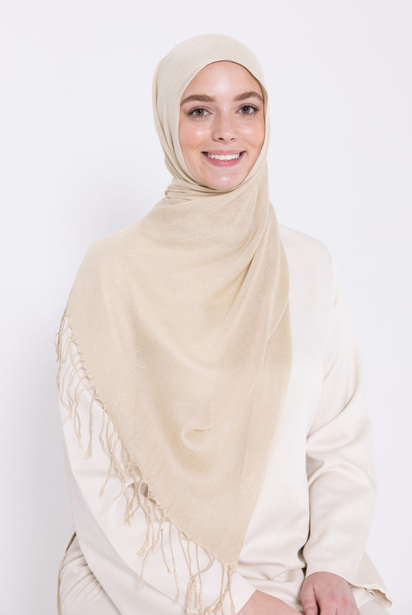 Viscose Tassel Hijab - 43 Beige