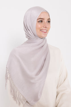 Viscose Tassel Hijab - Cement Greige