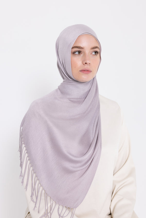Viscose Tassel Hijab - Heather Moor