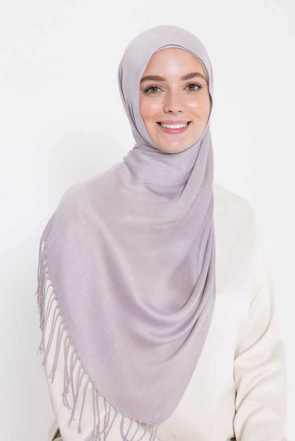 Viscose Tassel Hijab - Heather Moor